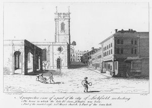 Lichfield, il luogo di nascita del Dr Johnson (incisione) da English School