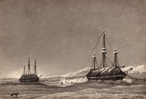 Il primo viaggio del tenente William Parry: H.M.S. Hecla e H.M.S. Griper a Winter Harbour, c.1819 da English School