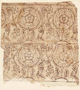 Carta da rivestimento con motivo di Rosa Tudor, c.1550