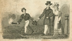 Ragazzo con la torcia, Londra (incisione) da English School