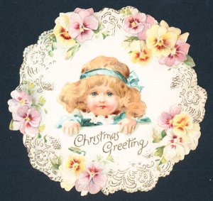 Bambina e viole del pensiero, Cartolina di Natale da English School