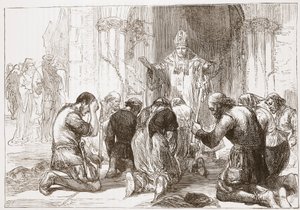 Lollardi che abiurano la loro fede, illustrazione da La storia del protestantesimo di James Aitken Wylie (1808-1890), pub. 1878 da English School
