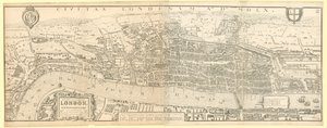 Londra durante il regno della Regina Elisabetta I, un facsimile (ridotto) della mappa di Aggas 1560 da English School