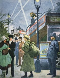 Scena di strada a Londra durante la Prima Guerra Mondiale, soldato in licenza, c.1914-18 da English School
