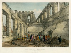 Sala Lunga che conduce alla Torre di Mattoni, Incendio della Torre di Londra, 1841 da English School