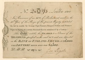 Lotteria per vincere un diamante, 1800 da English School