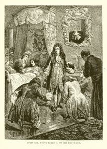 Luigi XIV visita Giacomo II sul letto di morte da English School