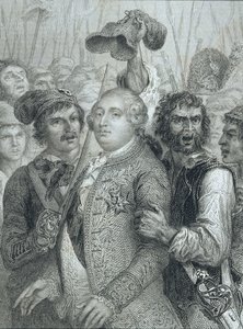 Luigi XVI (1754-93), re di Francia, portato dal popolo dal Palazzo delle Tuileries il 20 giugno 1792 da English School