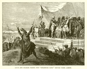 Ludovico e Carlo fanno il giuramento di Strasburgo davanti ai loro eserciti