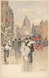 Ludgate Hill, Londra, ragazzo dei giornali da English School