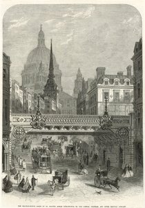 Ludgate Hill, il ponte ferroviario in fase di costruzione dalla London, Chatham and Dover Railway Company da English School