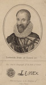 Ludovick Duca di Lenox; ritratto e autografo da English School