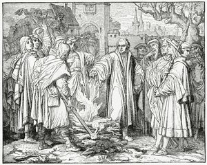 Lutero brucia la bolla papale nel 1520, 1882 da English School