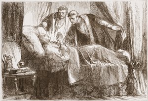 Lutero sul letto di morte, illustrazione da The History of Protestantism di James Aitken Wylie, pub. 1878 da English School