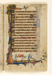 MS 1-2005, fol. 152r: Un corteo funebre di conigli, decorazione marginale dal Salterio di Macclesfield, Uso di Sarum, East Anglia, c.1330 da English School
