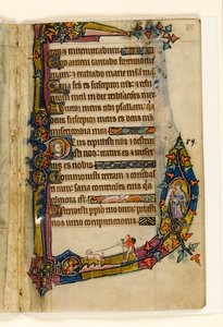 MS 1-2005, fol. 85r: Un penitente con cane, decorazione marginale dal Salterio di Macclesfield, Uso di Sarum, East Anglia, c.1330 da English School