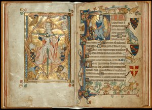 Il Trono della Misericordia con patroni, Cristo benedicente con un patrono, c.1314-30 da English School