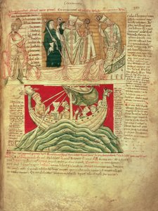 MS CCC 157 p.383 Le visioni sognate da Re Enrico I in Normandia nel 1130, dal Worcester Chronicle, c.1130-40 (pergamena) inserito c.1140 da Giovanni di Worcester nella cronaca iniziata da Florenzio di Worcester (m.1118); una delle cronache più antiche sopr