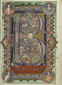MS Hunter 229 f.22r dal Salterio Hunteriano, c.1170 da English School