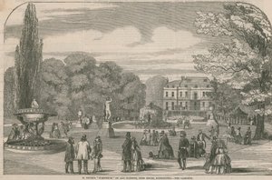 Simposio di tutte le nazioni di M. Soyer, Gore House, Kensington - i giardini da English School