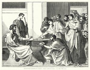 Cristiani macedoni che offrono i loro doni a Paolo, II Corinzi VIII da English School