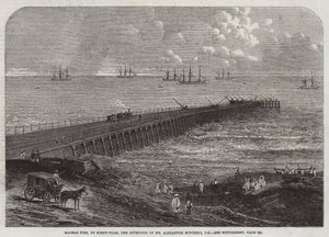 Molo di Madras, su pali a vite, invenzione del Signor Alexander Mitchell, CE (incisione) da English School