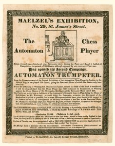 Esposizione di Maelzel, 29 St James Street, il giocatore di scacchi automa, c 1825 da English School