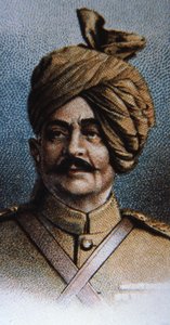 Maharajah Sir Pertab Singh, colonnello dei Lancieri di Jodhpur (litografia a colori) da English School