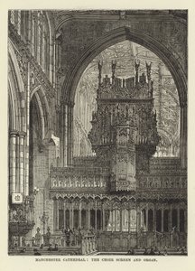 Cattedrale di Manchester, schermo del coro e organo da English School