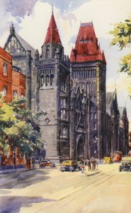 Università di Manchester (litografia a colori) da English School