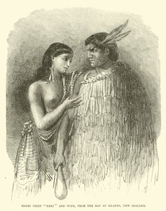 Capo Maori Heki e moglie, dalla Baia delle Isole, Nuova Zelanda da English School