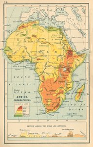 Mappa: Africa Orografica (litografia a colori) da English School