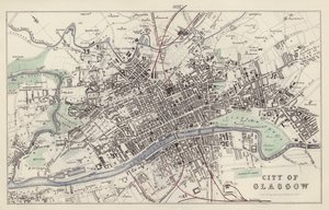 Mappa: Città di Glasgow, disegnata e incisa da G H Swanston, Edimburgo da English School