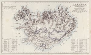 Mappa: Islanda, secondo il Trigon Survey di Gunnlaugsson disegnata da Augustus Petermann (litografia a colori) da English School