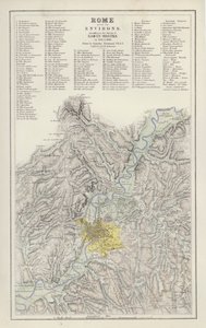 Mappa: Roma e dintorni, secondo il rilievo del Barone Moltke, nel 1845 e 1846, disegnata da Augustus Petermann da English School