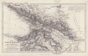 Mappa: Il Caucaso, secondo il Professor Dottor Karl Koch, con aggiunte da altre fonti, di Augustus Petermann da English School