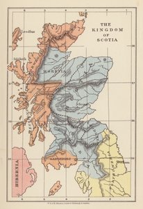 Mappa: Il Regno di Scozia (litografia a colori) da English School