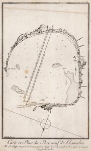 Mappa e piano del Porto di Alessandria, Egitto da English School