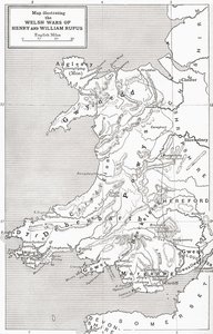 Mappa che illustra le guerre gallesi di Guglielmo il Rosso e Enrico I, da 