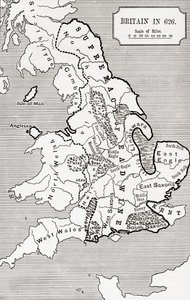 Mappa della Britannia nel 626, da 