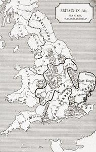 Mappa della Gran Bretagna nel 634, da 