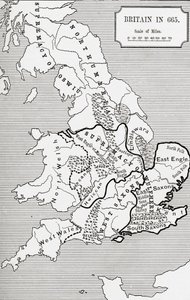 Mappa della Gran Bretagna nel 665, da 