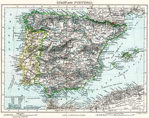 Mappa di Spagna e Portogallo da Milner