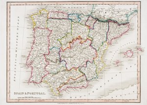 Mappa di Spagna e Portogallo, da 