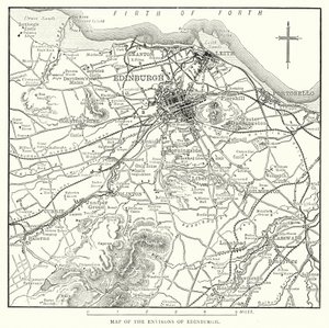 Mappa dei dintorni di Edimburgo da English School