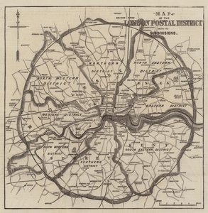Mappa dei distretti postali di Londra (incisione) da English School