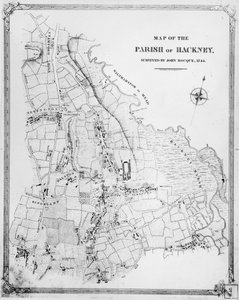Mappa della Parrocchia di Hackney, rilevata da John Rocque (c.1709-1762) 1745
