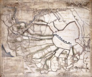 Mappa delle Sette Città di Palude, dopo il 1581 da English School