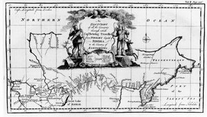 Mappa del percorso seguito da Vitus Bering attraverso la Siberia fino a Kamchatka, da Navigantium atque Itinerantium Bibliotheca, pubblicato nel 1744