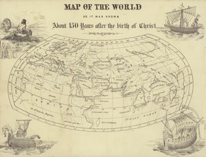Mappa del mondo come era conosciuto circa 150 anni dopo la nascita di Cristo da English School